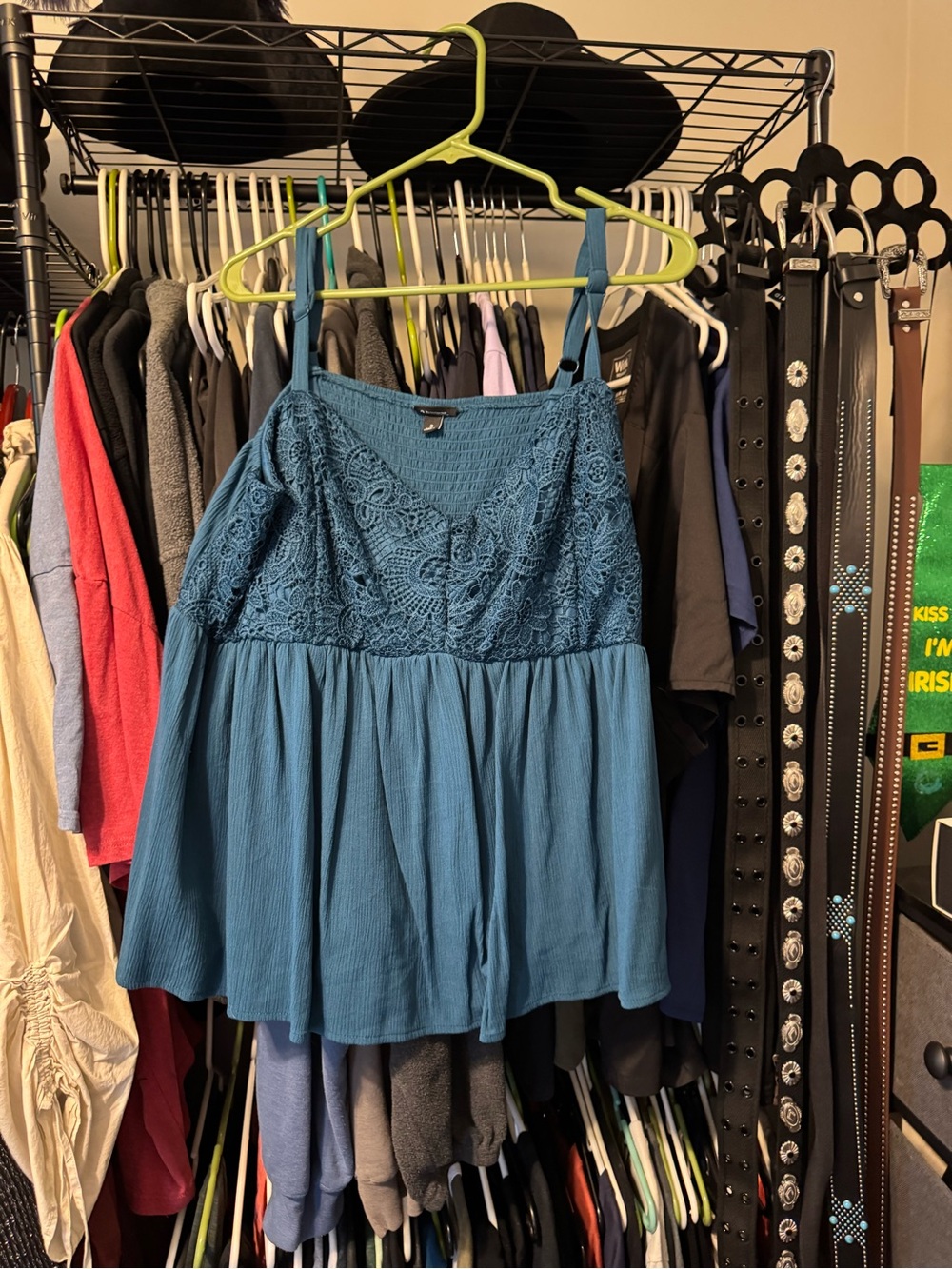 torrid Teal Blue Crochet Bodice Tank Top